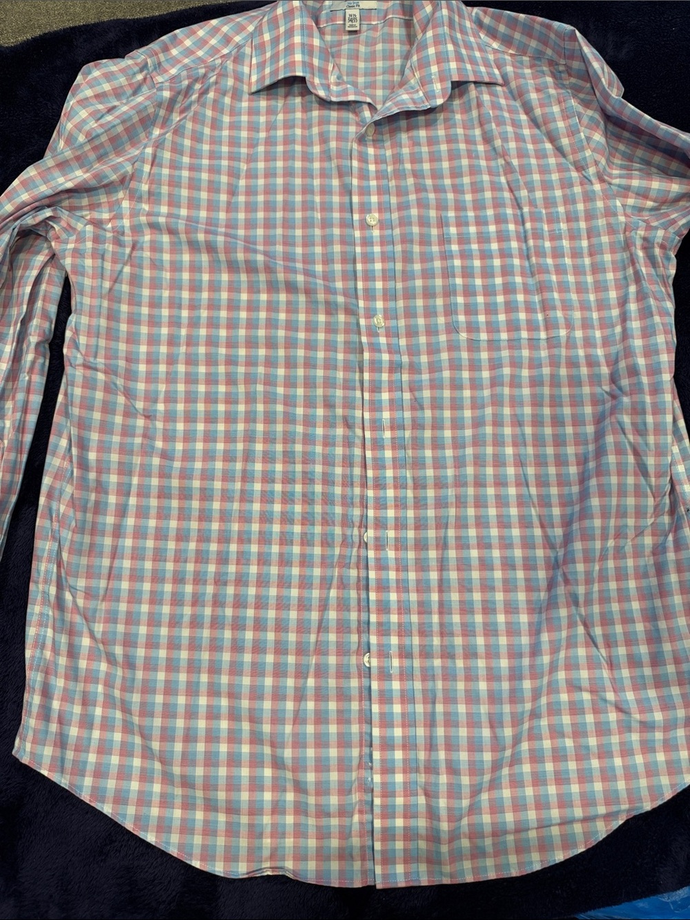 croft & barrow Pink and Blue Checked Casual Button-Down Shirt